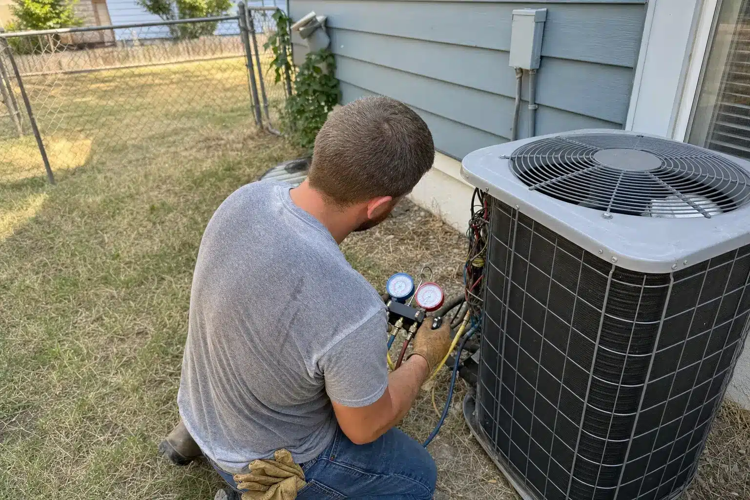 Image of a technician doing an inspection for the blog, AC repair Greeley CO